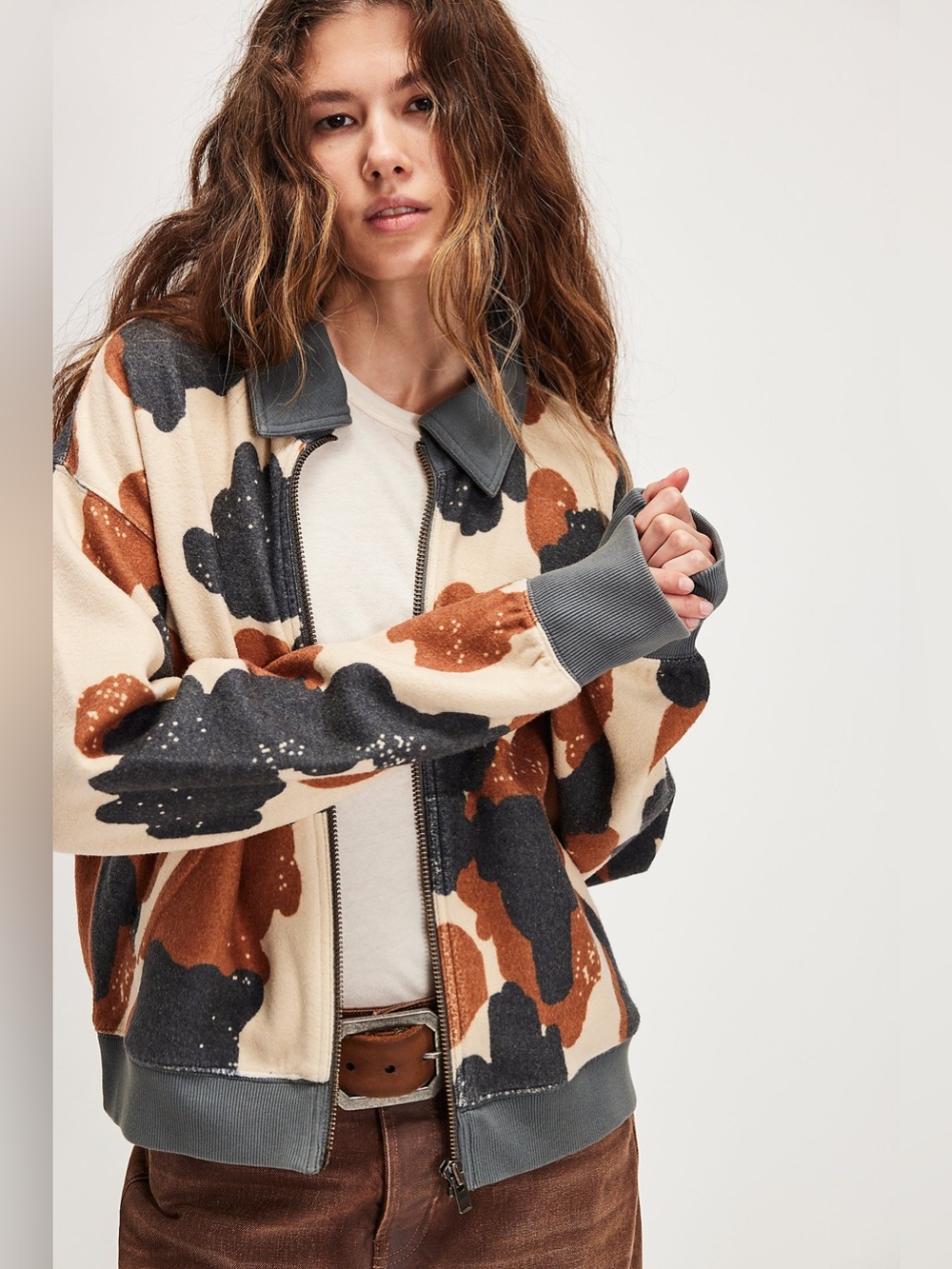 Free People Cabin Cardi in Happy Cow Size S